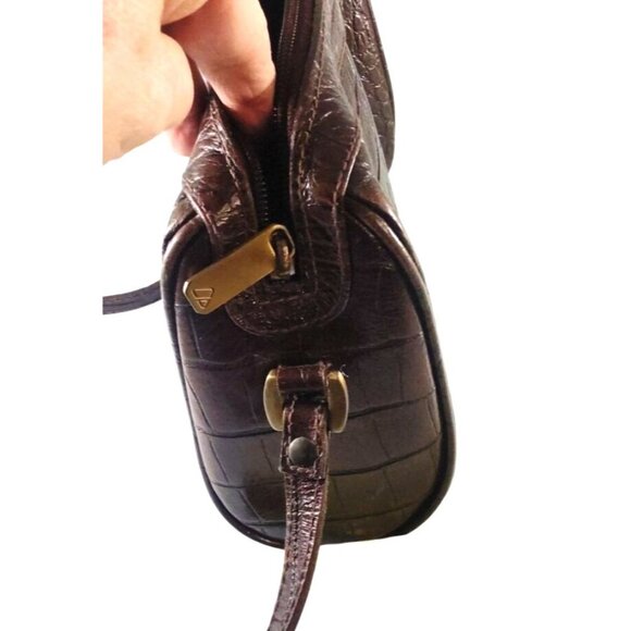 Vintage Liz Clairborne Brown Crocodile Embossed Leather Crossbody Bag Pocketbook - Picture 8 of 12